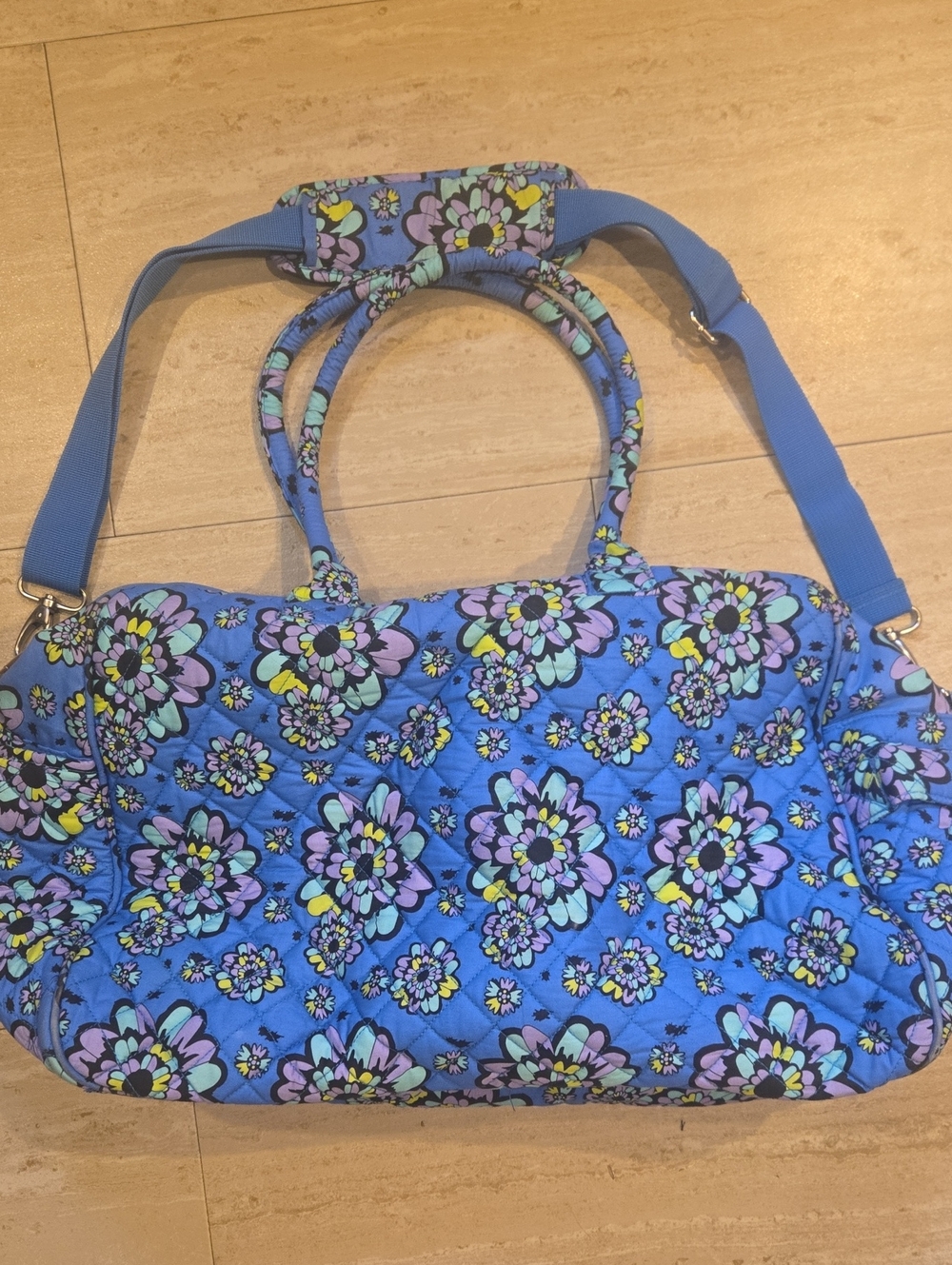 Danielle Morgan Blue Floral Quilted Travel Bag